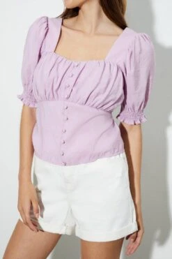 Dorothy Perkins Puff Sleeve Square Neck Top -Perkinsdory Store bqq03422 lilac xl 3