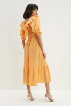 Dorothy Perkins Tall Orange Bow Back Puff Sleeve Midaxi Dress -Perkinsdory Store bqq04277 orange xl 2
