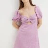 Dorothy Perkins Lilac Gingham Puff Sleeve Mini Dress