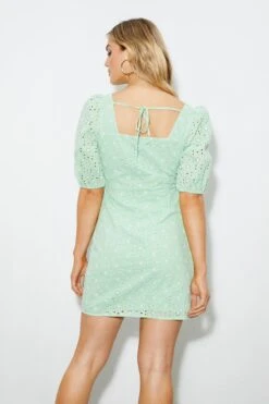 Dorothy Perkins Green Broderie Detail Mini Dress 6 Dorothy Perkins Green Broderie Detail Mini Dress -Perkinsdory Store bqq04383 green xl 2