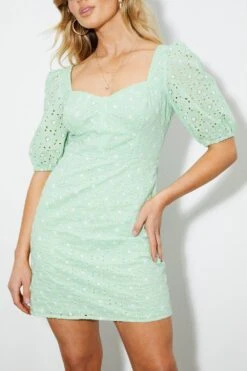 Dorothy Perkins Green Broderie Detail Mini Dress 7 Dorothy Perkins Green Broderie Detail Mini Dress -Perkinsdory Store bqq04383 green xl 3