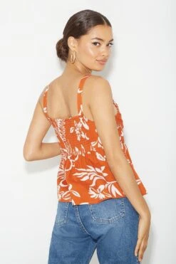 Dorothy Perkins Petite Floral Linen Cami Top 6 Dorothy Perkins Petite Floral Linen Cami Top -Perkinsdory Store bqq04819 terracotta xl 2
