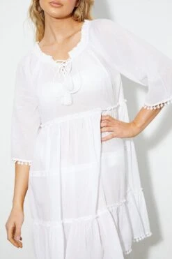 Dorothy Perkins White Beach Cover Up Dress -Perkinsdory Store bqq05901 white xl 3