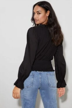 Dorothy Perkins Petite Trim Insert Wrap Top -Perkinsdory Store bqq06880 black xl 2