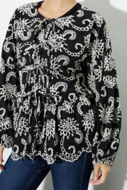 Dorothy Perkins Premium Broderie Tie Front Jacket -Perkinsdory Store bqq06883 black xl 3