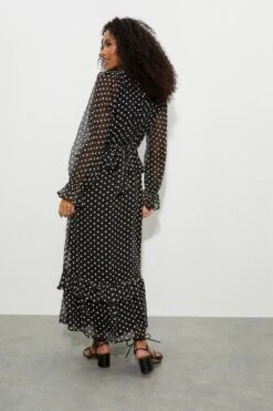 Dorothy Perkins Dobby Ruffle Midi Dress 7 Dorothy Perkins Dobby Ruffle Midi Dress -Perkinsdory Store bqq06884 black xl 2