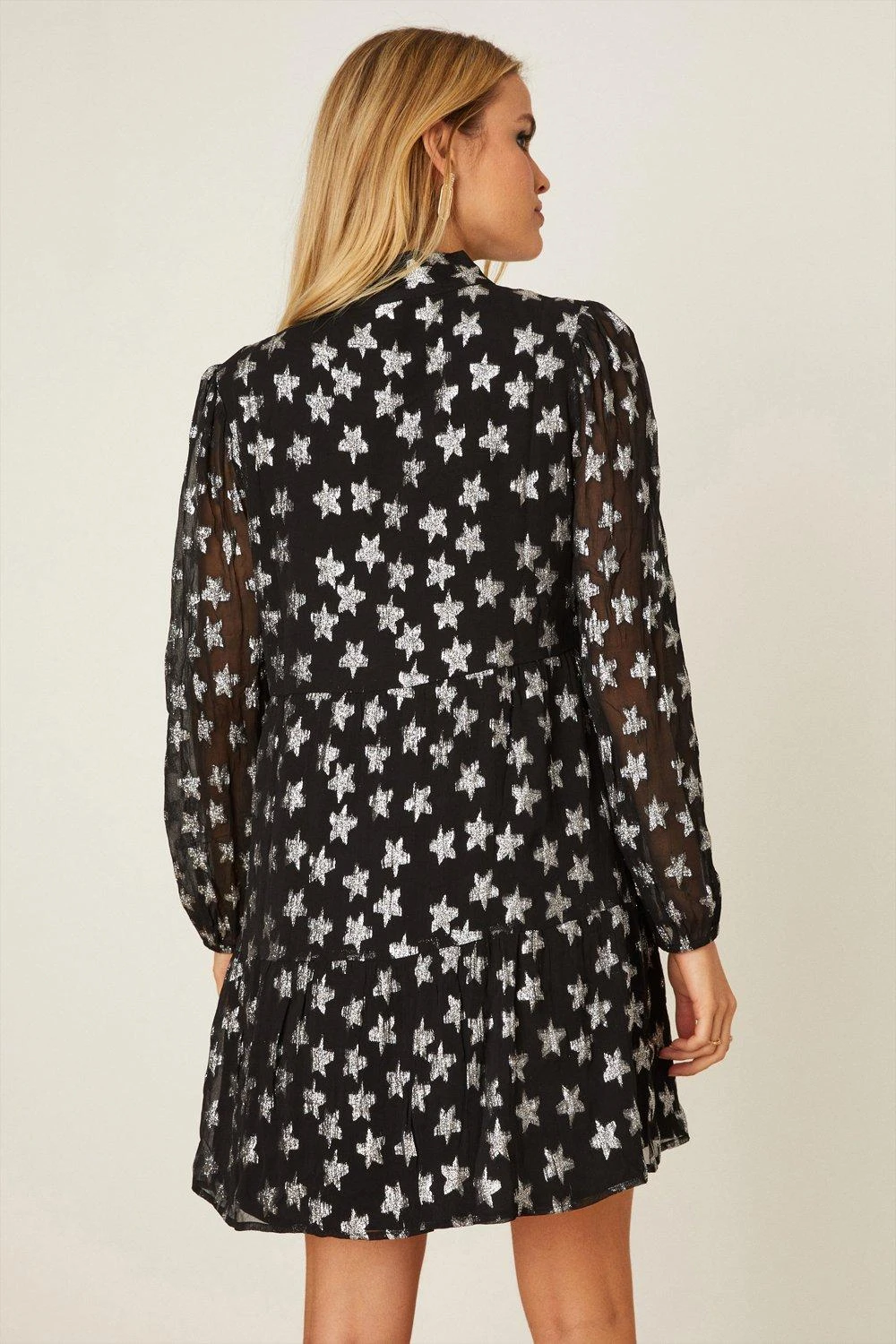 Dorothy Perkins Star Jacquard Smock Mini Dress 2 Dorothy Perkins Star Jacquard Smock Mini Dress - Image 2