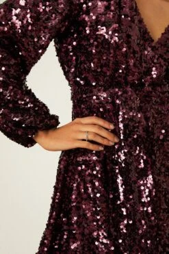 Dorothy Perkins Burgundy Sequin Wrap Mini Dress 7 Dorothy Perkins Burgundy Sequin Wrap Mini Dress -Perkinsdory Store bqq07591 burgundy xl 2