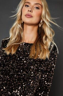 Dorothy Perkins Bronze Ruched Velvet Sequin Mini Dress -Perkinsdory Store bqq07595 bronze xl 3