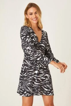 Dorothy Perkins Petite Mono Print Tie Back Mini Dress
