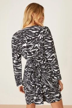 Dorothy Perkins Petite Mono Print Tie Back Mini Dress -Perkinsdory Store bqq07985 black xl 2