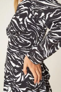 Dorothy Perkins Petite Mono Print Tie Back Mini Dress -Perkinsdory Store bqq07985 black xl 3