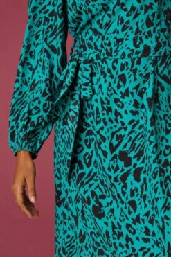 Dorothy Perkins Green Animal Belted Midi Dress -Perkinsdory Store bqq07989 green xl 3