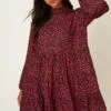 Dorothy Perkins Red Spot High Neck Smock Mini Dress