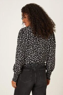 Dorothy Perkins Mono Print Shirred Hem Top -Perkinsdory Store bqq08128 black xl 2