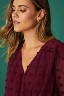 Dorothy Perkins Berry Chiffon Dobby Ruched Wrap Mini Dress -Perkinsdory Store bqq08213 berry xl 3