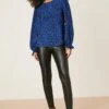 Dorothy Perkins Blue Abstract Empire Seam Long Sleeve Top