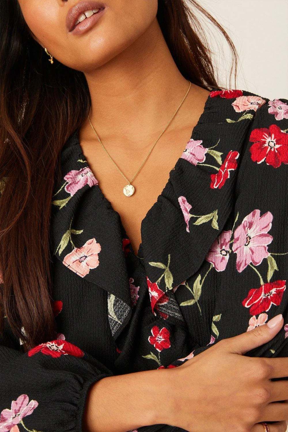 Dorothy Perkins Petite Large Floral Ruffle Wrap Mini Dress 4 Dorothy Perkins Petite Large Floral Ruffle Wrap Mini Dress - Image 4