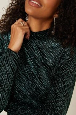 Dorothy Perkins Metallic Zebra High Neck Mini Dress -Perkinsdory Store bqq08496 green xl 3