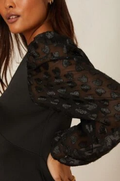 Dorothy Perkins Petite Chiffon Sleeve Mini Dress -Perkinsdory Store bqq08500 black xl 3