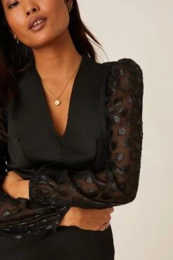 Dorothy Perkins Petite Chiffon Sleeve Mini Dress -Perkinsdory Store bqq08500 black xl 4