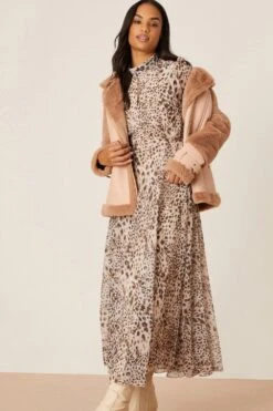 Dorothy Perkins Leopard Print Chiffon Keyhole Midi Dress -Perkinsdory Store bqq08638 animal xl 1