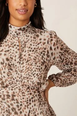 Dorothy Perkins Leopard Print Chiffon Keyhole Midi Dress -Perkinsdory Store bqq08638 animal xl 3