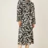 Dorothy Perkins Mono Print High Neck Ruched Midi Dress