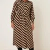 Dorothy Perkins Curve Camel Stripe Shirt Dress
