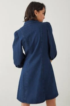 Dorothy Perkins Tall Puff Sleeve Soft Denim Dress -Perkinsdory Store bqq08768 indigo xl 2