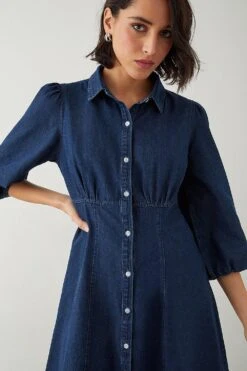 Dorothy Perkins Tall Puff Sleeve Soft Denim Dress -Perkinsdory Store bqq08768 indigo xl 3