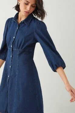 Dorothy Perkins Tall Puff Sleeve Soft Denim Dress -Perkinsdory Store bqq08768 indigo xl 4