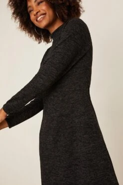 Dorothy Perkins Roll Neck Charcoal Soft Touch Midi Dress -Perkinsdory Store bqq08789 charcoal xl 4