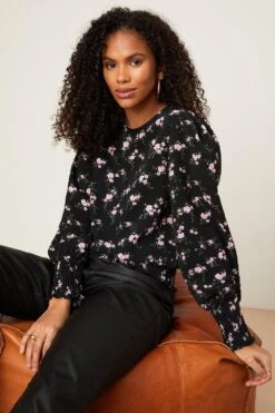 Dorothy Perkins Pink Ditsy Print Shirred Hem Top -Perkinsdory Store bqq08923 pink xl 1