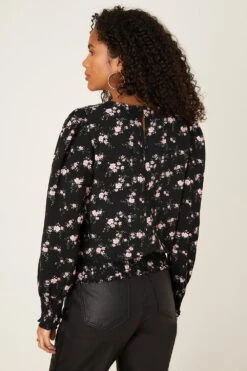 Dorothy Perkins Pink Ditsy Print Shirred Hem Top -Perkinsdory Store bqq08923 pink xl 2