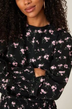 Dorothy Perkins Pink Ditsy Print Shirred Hem Top -Perkinsdory Store bqq08923 pink xl 3