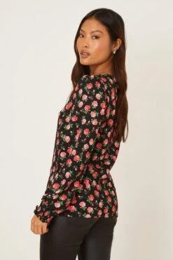 Dorothy Perkins Petite Rose Shirred Cuff Long Sleeve Top -Perkinsdory Store bqq09044 multi xl 2