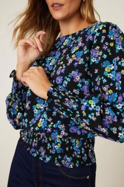 Dorothy Perkins Petite Shirred Hem Top -Perkinsdory Store bqq09086 black xl 3