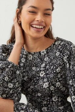 Dorothy Perkins Petite Black Paisley Ruffle Hem Mini Dress -Perkinsdory Store bqq09153 black xl 4