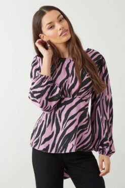 Dorothy Perkins Petite Zebra Print Tea Blouse