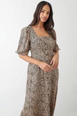 Dorothy Perkins Leopard Print Button Through Midi Dress