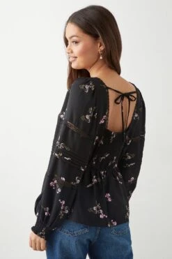 Dorothy Perkins Petite Pink Floral Lace Trim Blouse -Perkinsdory Store bqq09375 black xl 2