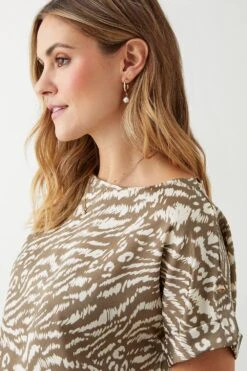 Dorothy Perkins Animal Roll Sleeve Blouse -Perkinsdory Store bqq09381 green xl 3