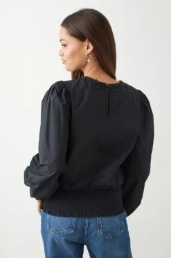 Dorothy Perkins Petite Embroidered Shirred Hem Blouse -Perkinsdory Store bqq09393 black xl 2