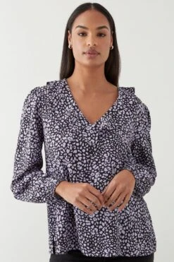 Dorothy Perkins Animal Frill Neck Blouse