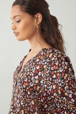 Dorothy Perkins Petite Animal Collarless Shirt -Perkinsdory Store bqq09454 multi xl 3