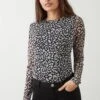 Dorothy Perkins Petite Mesh Drape Body Fitted Long Sleeve Top