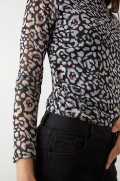 Dorothy Perkins Petite Mesh Drape Body Fitted Long Sleeve Top -Perkinsdory Store bqq09496 multi xl 3