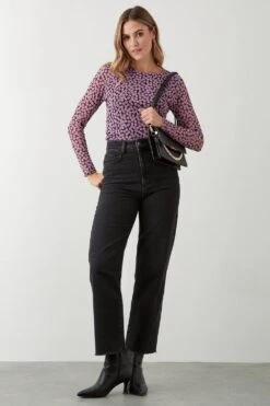Dorothy Perkins Spot Mesh Long Sleeve Top