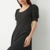 Dorothy Perkins Petite Mono Spot Shirred Cuff Mini Dress